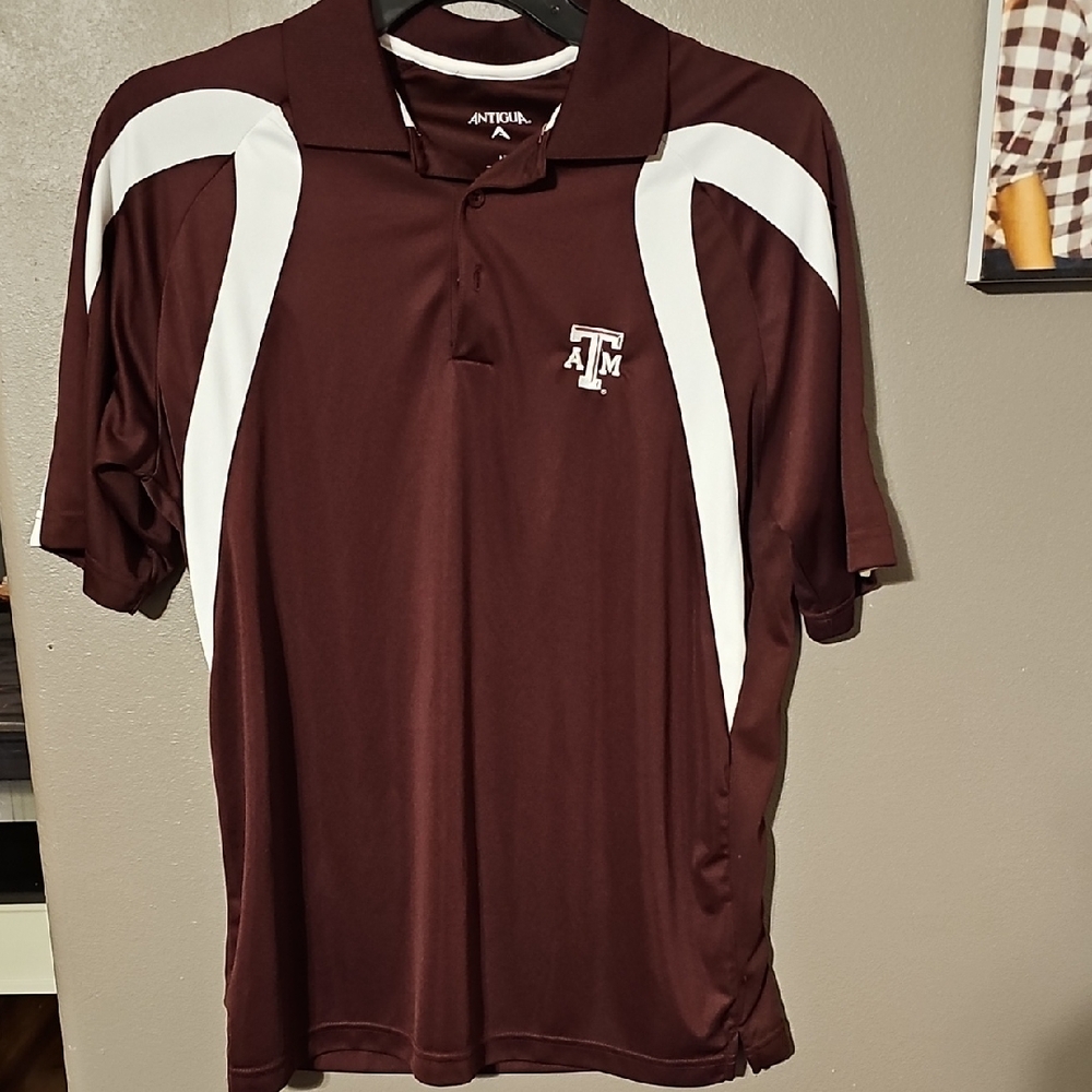 Antigua Men's Burgundy and White Polo Shirt